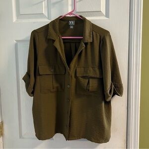 Worthington Khaki Green Blouse Size XL